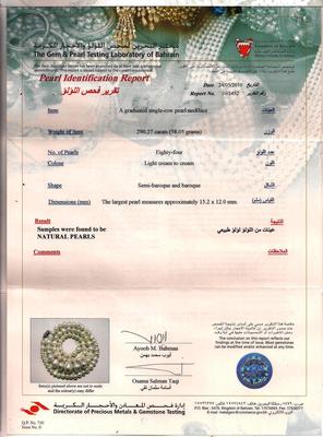 Bahrain pearl lab certificate