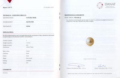 Round Natural Basra Pearl Certificate