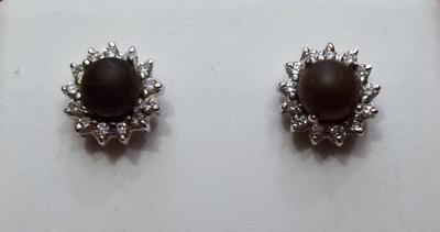 Salt Water Natural Dark Brown Pearl Earrings on 18k Gold