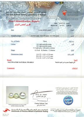 Salt Water Natural Pearl Necklace 2.70 Carat Certificate