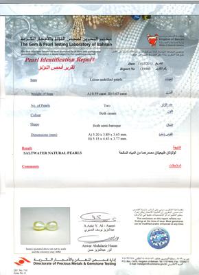 Saltwater Natural Basra Pearl Earrings - Certificate