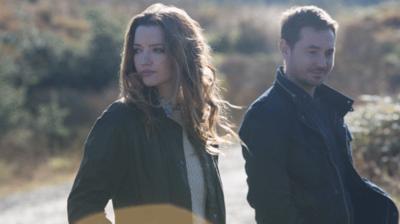 Talulah Riley and Scottish Mussel co-star Martin Compston 