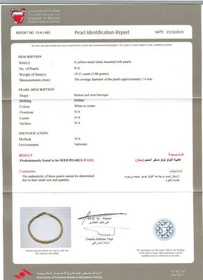 Seed Pearl Bracelet Certificate