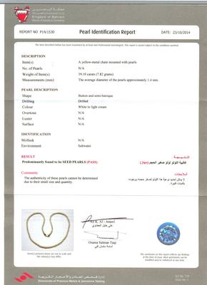 Seed Pearl Necklace Certificate