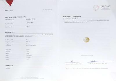 Simple Design Prong Setting Natural Pearls Pendant Set Certificate