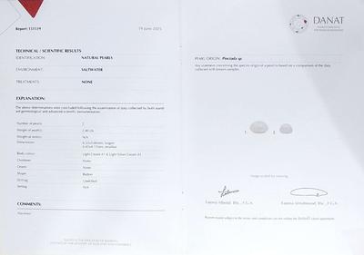 Simple Design Prong Setting Natural Pearls Pendant Set Certificate