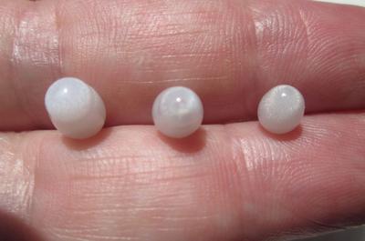 Three Flame Filled Clam Pearls 5+ carats Total Oval Shape