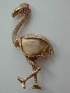 18kt Rose Gold Flamingo Conch Pearl Pin