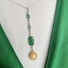 3 Carat Conch Pearl with Emerald Necklace on Sterling
