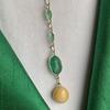3 Carat Conch Pearl with Emerald Necklace on Sterling - Back view