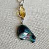 Abalone Pearl with Citrine on Sterling Necklace 