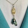 Abalone Pearl with Citrine on Sterling Necklace 