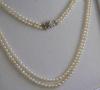 Antique Edwardian Double Strand Natural Pearl Necklace, 9K Gold Diamond Clasp