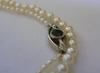 Antique Edwardian Natural Pearl Necklace, Blue Tourmaline Diamond Clasp