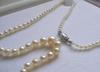 Antique Natural Pearl Necklace, Marquise Diamond Platinum Clasp