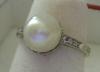 Antique Natural Pearl Platinum & Diamond Ring
