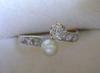 Antique Natural Saltwater Pearl Diamond 14K Gold & Silver Ring