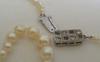 Antique Natural Saltwater Pearl Necklace, Platinum Diamond Sapphire Clasp