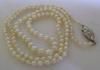 Antique White Natural Saltwater Pearl Necklace, Platinum Clasp