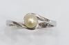 Beautiful Natural Basra Pearl Ring in 18K White Gold 5mm