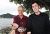 Jeweller Murray Brereton, left, and stepson and shop manager Tomas Quinn-Walshe with paua where blue pearls are formed, and a piece of jewellery.<BR>Photo: http://www.stuff.co.nz 