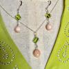 Conch Pearl Necklace & Earring Set with Peridots