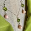 Conch Pearl Necklace & Earring Set with Peridots