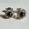 Dark Brown Natural Pearl Earrings with Diamonds