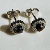 Dark Brown Natural Pearl Earrings with Diamonds