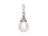 LOT 35: AN ANTIQUE NATURAL PEARL, DIAMOND, SILVER AND PLATINUM PENDANT
