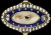 This rose gold oval ring from 1790 is surrounded by a blue enamel border containing 10 small diamonds and two large ones in a border of natural split pearls. (Birmingham Museum of Art)