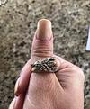 Handmade conch men's ring with leaf engravings 