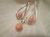 Light Pink Conch Pearl Earrings & Pendant Set on Sterling Silver