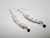 Long Clam Pearl Earrings on Sterling with Red Stones 36+mm 