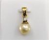 Natural 3 carat Basra Pearl Pendant with Diamond