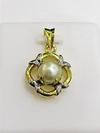Natural 6mm Basra Pearl 1.86 carats Pendant on 18k Gold 