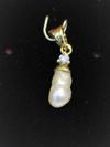 Natural 8mm Basra Pearl Pendant with Diamond