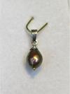 Natural Arabian/Persian Gulf Basra Pearl Pinkish Brown on 18k White Gold
