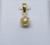 Natural Basra Pearl and Diamond Pendant 1 carat 18k Gold