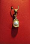 Natural Basra Pearl Pendant Light Yellow with Diamonds