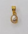 Natural Basra Pearl Pendant on 18k Gold Light Brownish Yellow