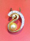 Natural Basra Pearl Pendant with Diamonds and Yellow Gold