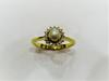 Natural Basra Pearl Ring with Diamonds and 18k Gold