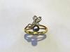 Natural Basra Pearl Ring With Two Pearls and Diamond Butterfly