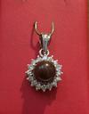 Natural Dark Brown Pearl with Diamonds