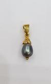 Natural Grey Pearl Pendant with Diamonds