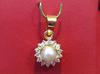 Natural Near Round Pearl Pendant with Diamonds in 18k Gold