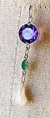 Natural Pearl Pendant USA Freshwater with Emerald & Amethyst 