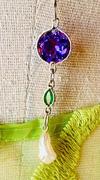 Natural Pearl Pendant USA Freshwater with Emerald & Amethyst 