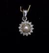 Natural Pearl Pendant with Diamonds in White Gold